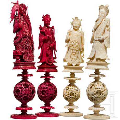 Geschnitztes Schachspiel aus Elfenbein, China, Guangzhou, 19. Jahrhundert - Foto 2