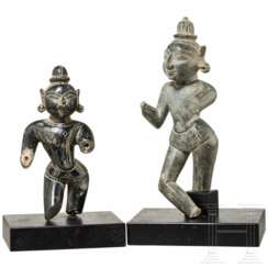Deux sculptures de divinités, Inde, 19e siècle