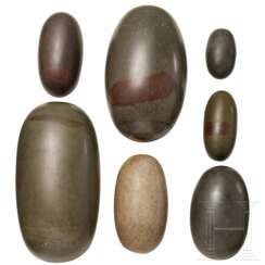 Seven lingam stones, India, 1st half 20th century