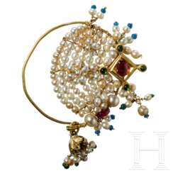 Boucle d&#39;oreille en or avec perles et rubis, Inde, 18./19. siècle