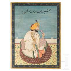 Miniature du Maharajah Gulab Singh du Cachemire, de l&#39;Inde, du Jammu, vers 1880