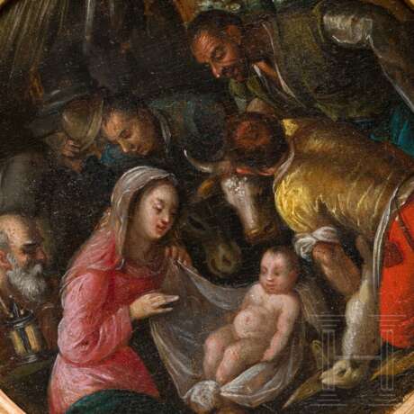 Kleiner Tondo "Geburt Christi", Antwerpener Schule, spätes 16. Jahrhundert - photo 4