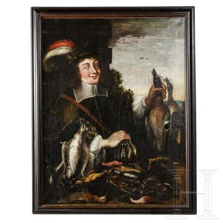 Großes Jagdstillleben - Jäger mit erlegtem Federvieh, süddeutsch, 17. Jahrhundert - Foto 1