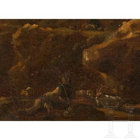 Hirten in felsiger italienischer Landschaft, in der Art des Rosa da Tivoli, Ende 17. Jahrhundert - Foto 5