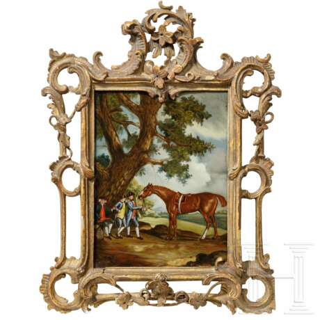 Hinterglasbild "Rastende mit Reitpferd", England, um 1760 - Foto 1