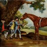 Hinterglasbild "Rastende mit Reitpferd", England, um 1760 - photo 2
