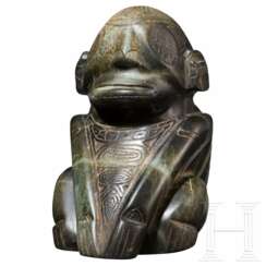 Skulptur eines hockenden Menschen, Taino-Kultur, Karibik, 11. - 15. Jahrhundert
