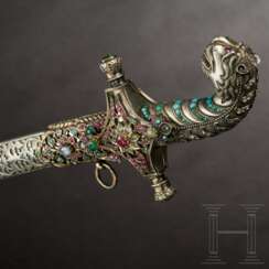 Jeweled, silver-mounted gift saber, India, under King Edward VII (1901-10), Emperor of India