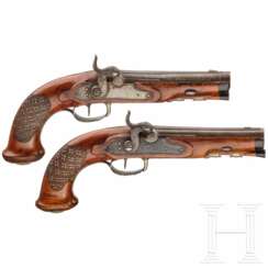 Ein Paar Perkussions-Reisepistolen, wohl Suhl, um 1820