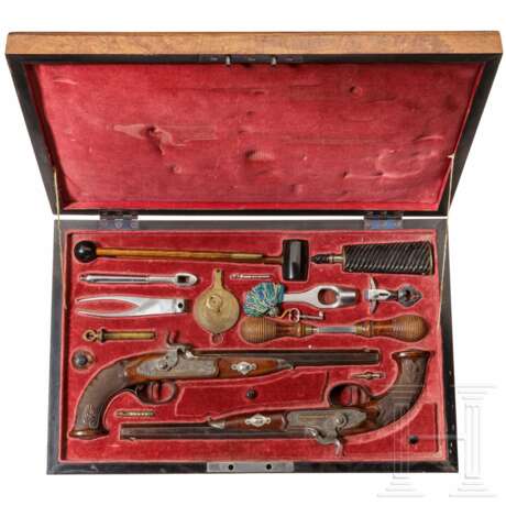 Ein paar Perkussionspistolen im Kasten, Johann Adam Kuchenreuter In Regensburg, um 1840 - Foto 4