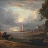 Abraham Pether (Chichester 1756 - Southhampton 1812), zugeschrieben. Flussmündung mit Werft und Stadt - фото 1