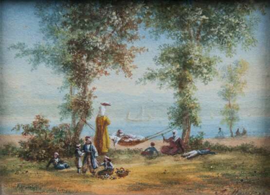 Auguste Etienne Mayer (Brest 1805 - Brest 1890). Ausflug zum Bosporus - Foto 1