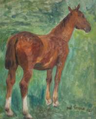 Friedrich Schaper (Braunschweig 1869 - Hamburg 1956). Stehendes Pferd nach rechts