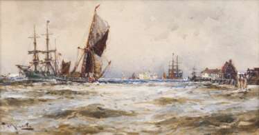 Frank Henry Mason (Seaton Carew 1876 - Scarborough 1965). Schiffe an der Küste