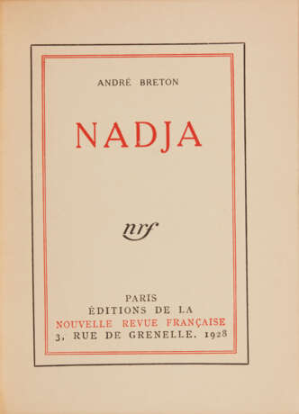 BRETON, André (1896-1966) Nadja Paris : NRF, 1928 - photo 1