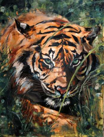 Design Gemälde „Dschungeltiger“, Leinwand auf dem Hilfsrahmen, Ölfarbe, Realismus, Animalistisches, 2020 - Foto 1