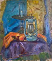 Still life with an antique lamp