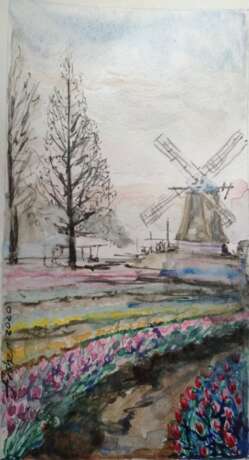 Windmill Siehe Beschreibung Akademismus Landschaftsmalerei 2020 - Foto 1