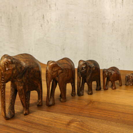 Figurine «Ancienne collection d&#39;éléphants de trois types», Métal, Voir la description, 1975 - photo 6