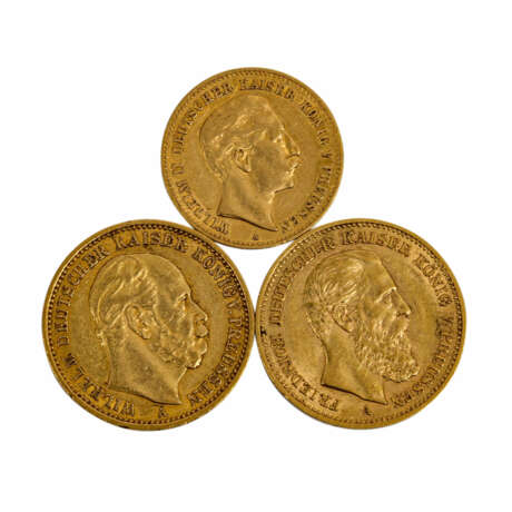 Preussen/GOLD - Konvolut 2 x 10 Mark und 1 x 10 Mark. - photo 1