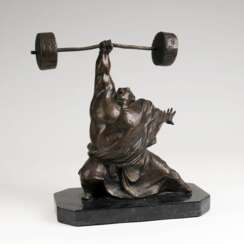Wu Yao tätig um 2000. Bronze-Skulptur 'Gewichtheber'
