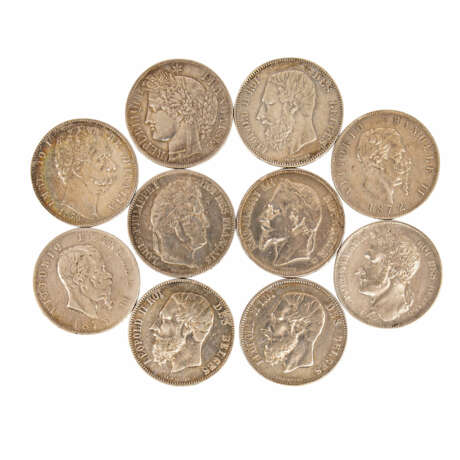 10-teiliges Münzkonvolut hist. Münzen aus Frankreich, Belgien und Italien - - photo 1