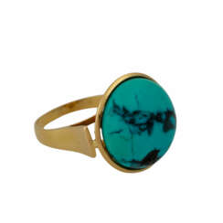 Ring with round turquoise cabochon approx. 15 mm,