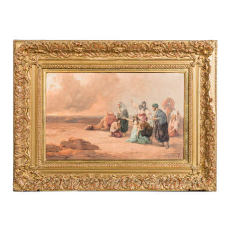 DIDIEN, J. (Maler/in 19./20. Jahrhundert). "Beduinen mit drei orientalischen Frauen in der Wüste", - photo 2