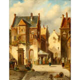 LEICKERT, CHARLES (1816-1907, belgischer Maler), "Markttag in der Stadt", - Foto 1
