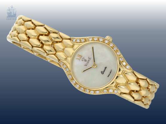 Armbanduhr: edle, goldene Damenuhr der Marke Vicence mit Brillantbesatz, 18K Gelbgold - photo 1