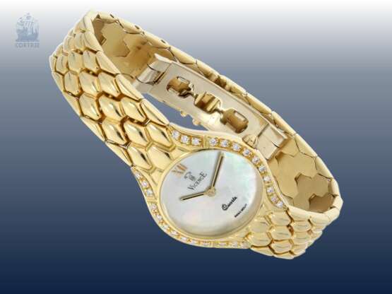 Armbanduhr: edle, goldene Damenuhr der Marke Vicence mit Brillantbesatz, 18K Gelbgold - photo 2
