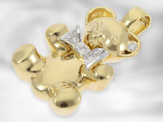 Anhänger: gelbgoldener Teddy-Anhängerclip mit Brillanten, 14K Gold - photo 2