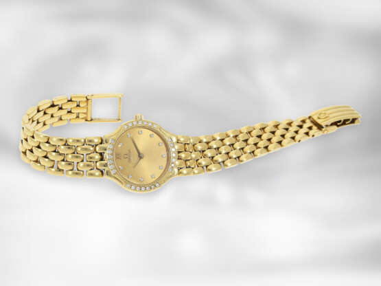 Armbanduhr: goldene vintage Damenuhr mit Brillantbesatz, "Omega De Ville", 18K Gold - Foto 2