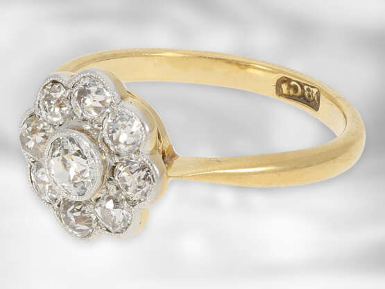 Ring: antiker Diamant-Blütenring, ca. 1ct Altschliffdiamanten - Foto 2