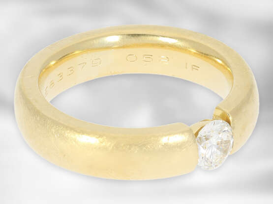 Ring: massiver gelbgoldener Solitär-/Brillantring ca. 0,52ct Wesselton/lupenrein, H/IF, 18K Gold, mit IGI Report aus Antwerpen - Foto 2