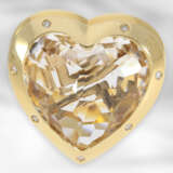 Ring: attraktiver schwerer Designerring mit großem Bergkristall und Brillanten, 18K Gelbgold - photo 2