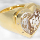 Ring: attraktiver schwerer Designerring mit großem Bergkristall und Brillanten, 18K Gelbgold - Foto 3
