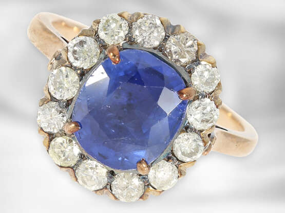 Ring: interessanter, vermutlich antiker Saphir/Brillantring, 14K Roségold & Silber - фото 1