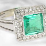 Ring: hochwertig gearbeiteter vintage Smaragd/Diamant-Goldschmiedering aus Platin, Smaragd ca. 1,8ct, Diamanten ca. 0,55ct - photo 2