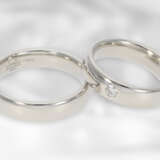 Ring: Paar neuwertiger Trauringe, 1 Ring mit Brillant, 950er Platin - photo 2