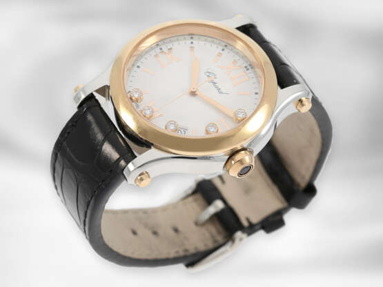 Armbanduhr: luxuriöse moderne Chopard "Happy Sport" aus der Reihe Happy Diamonds, 18K Rotgold/Stahl, mit Original-Rechnung von 2018 - фото 2
