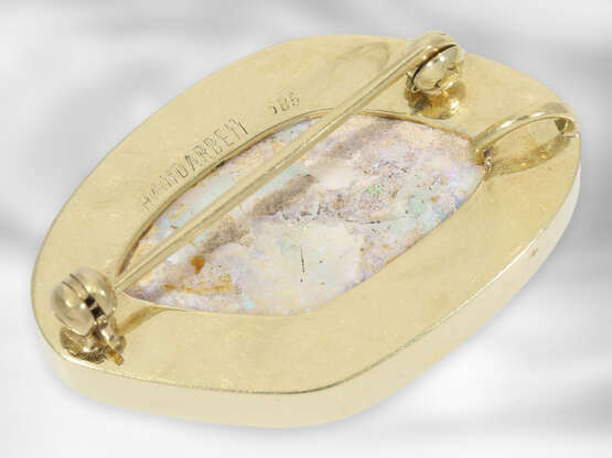 Anhänger: sehr schöner handgefertigter Opalanhänger, auch als Brosche tragbar, 14K Gold, unikate vintage Goldschmiedehandarbeit - photo 2