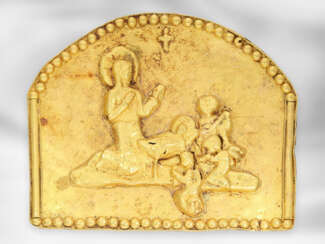 Relief: frühes antikes Goldrelief, Darstellung der Geburt Christi, vermutlich ca.2000 Jahre alt