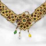 Collier: ungewöhnliches asiatisches antikes Goldcollier mit Farbsteinen und Perlen, Buchera, Usbekistan 19. Jahrhundert - Foto 1
