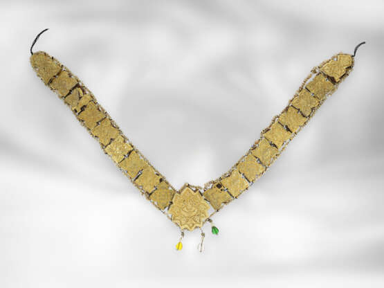 Collier: ungewöhnliches asiatisches antikes Goldcollier mit Farbsteinen und Perlen, Buchera, Usbekistan 19. Jahrhundert - photo 3