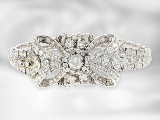 Armband: hochdekoratives vintange Armband mit Diamanten von insgesamt ca. 6,5ct, 18K Weißgold - Foto 1