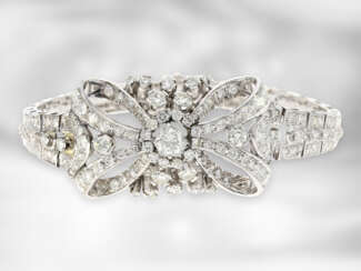 Armband: hochdekoratives vintange Armband mit Diamanten von insgesamt ca. 6,5ct, 18K Weißgold