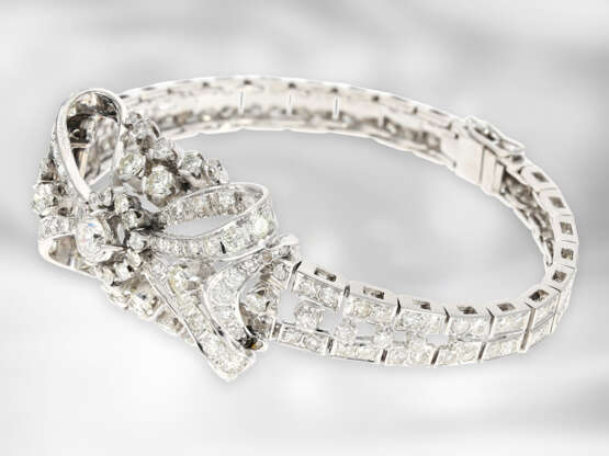 Armband: hochdekoratives vintange Armband mit Diamanten von insgesamt ca. 6,5ct, 18K Weißgold - Foto 3