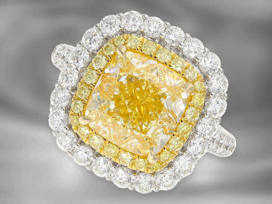 Ring: sehr hochwertiger, ganz spezieller Multifunktionsring/Anhänger mit wertvollem Fancy Diamant von 5ct und reichem Brillantbesatz, neuwertig, GIA-Report - photo 1