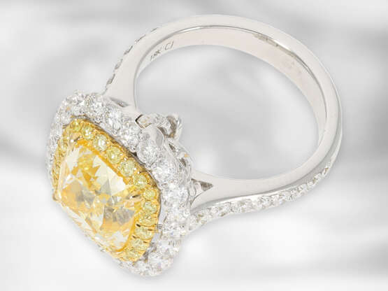 Ring: sehr hochwertiger, ganz spezieller Multifunktionsring/Anhänger mit wertvollem Fancy Diamant von 5ct und reichem Brillantbesatz, neuwertig, GIA-Report - photo 2